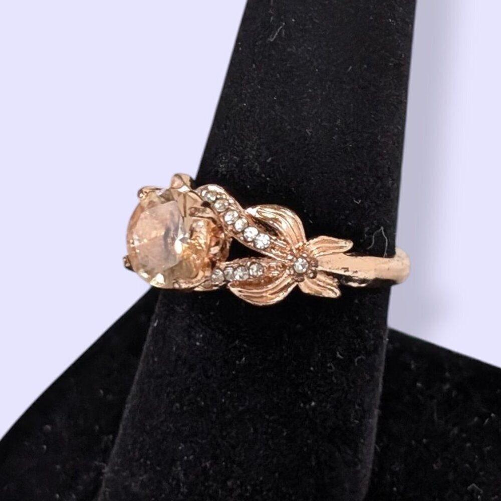 Rose Gold Tone Peach Stone Costume Ring